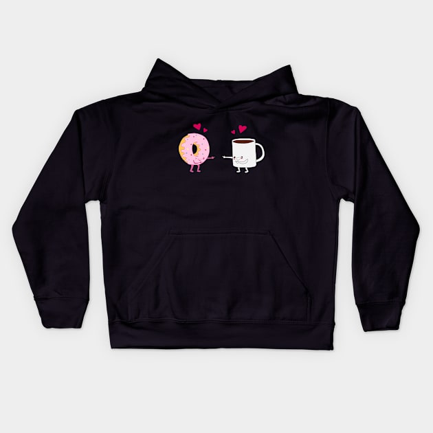 Coffee and Donut in Love Kids Hoodie by FaizalNM